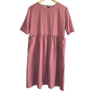 Hidden Ally Pink Pinstripe Short Sleeve Babydoll Pocket Dress
